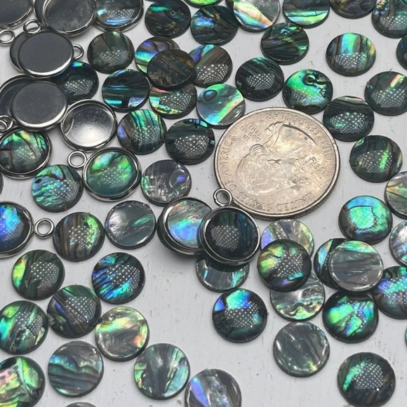 100pcs Real Abalone Shell Flatbacks Stud Earrings & Bezels more Bundle Lot - Picture 9 of 13